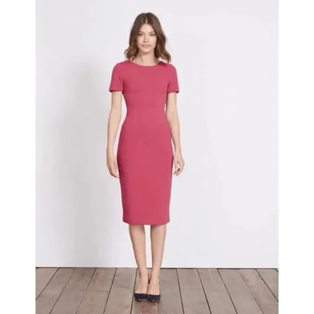 Pink Boden Elsa Ottoman Midi Ribbed Sheath Dress - US size 10L